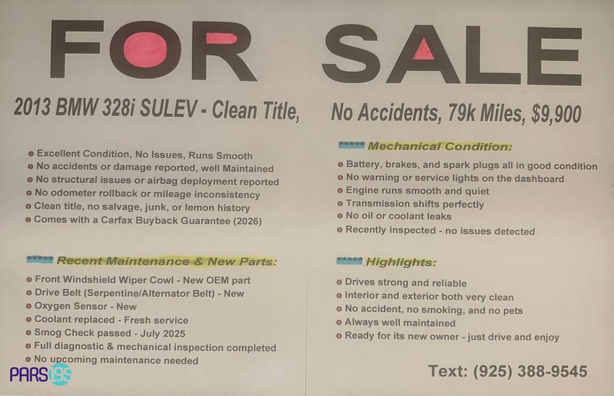 بی‌ ام‌ و 328i SULEV مدل 2013